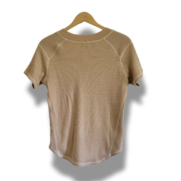 🌿​BKE Women's Small Beige Waffle Knit Short Sleeve Casual Top - Picture 7 of 12